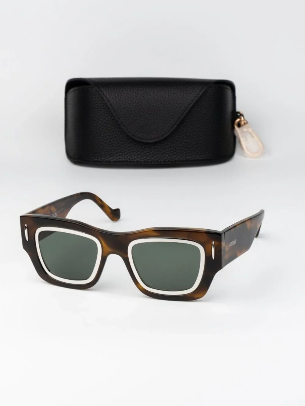 Loewe Men Sunglasses Havana Green Square LW40168I 52N NEW AUTHENTIC